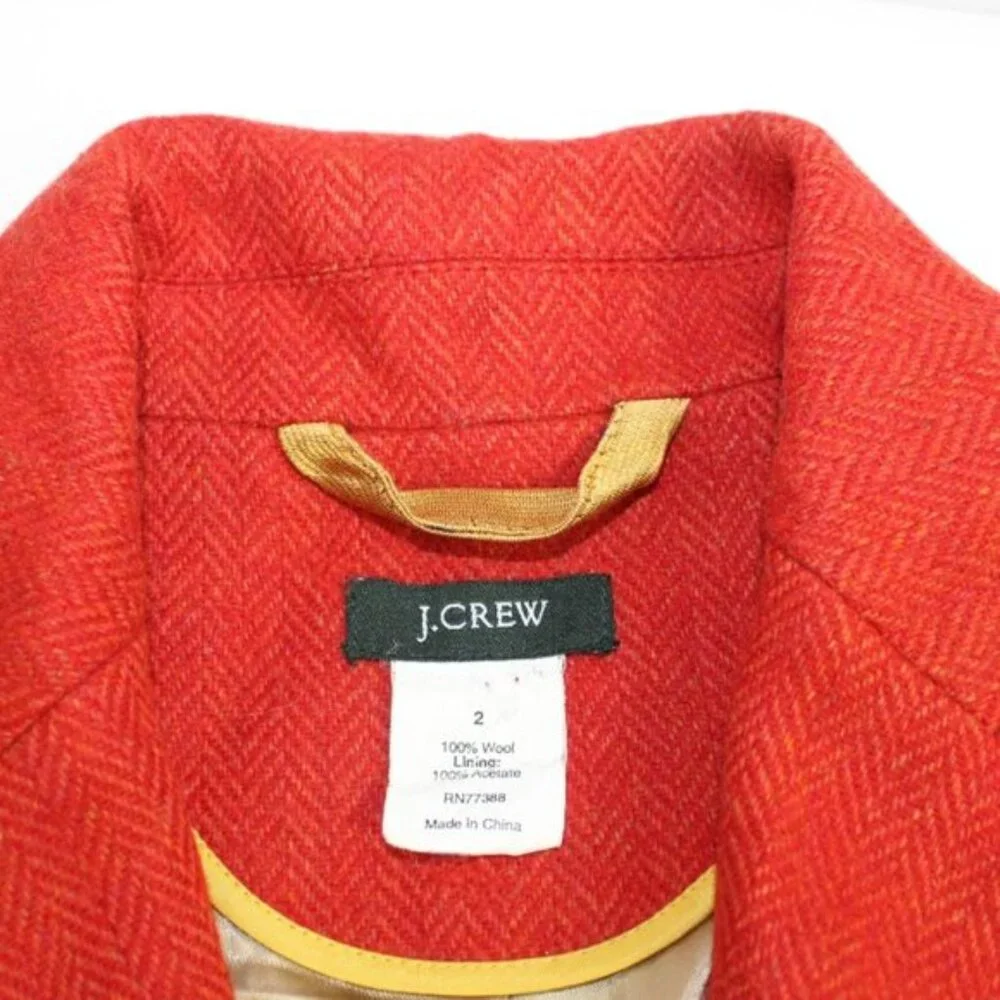 J. Crew Robert Noble Red Brick Vintage Wool Herringbone Tailored Shield Detail - Picture 12 of 16